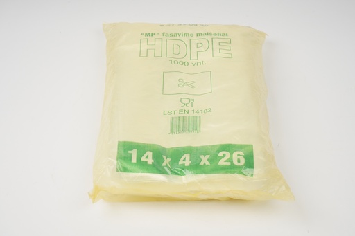 HDPE Maišas 14cm/4cm*26cm 1000vnt